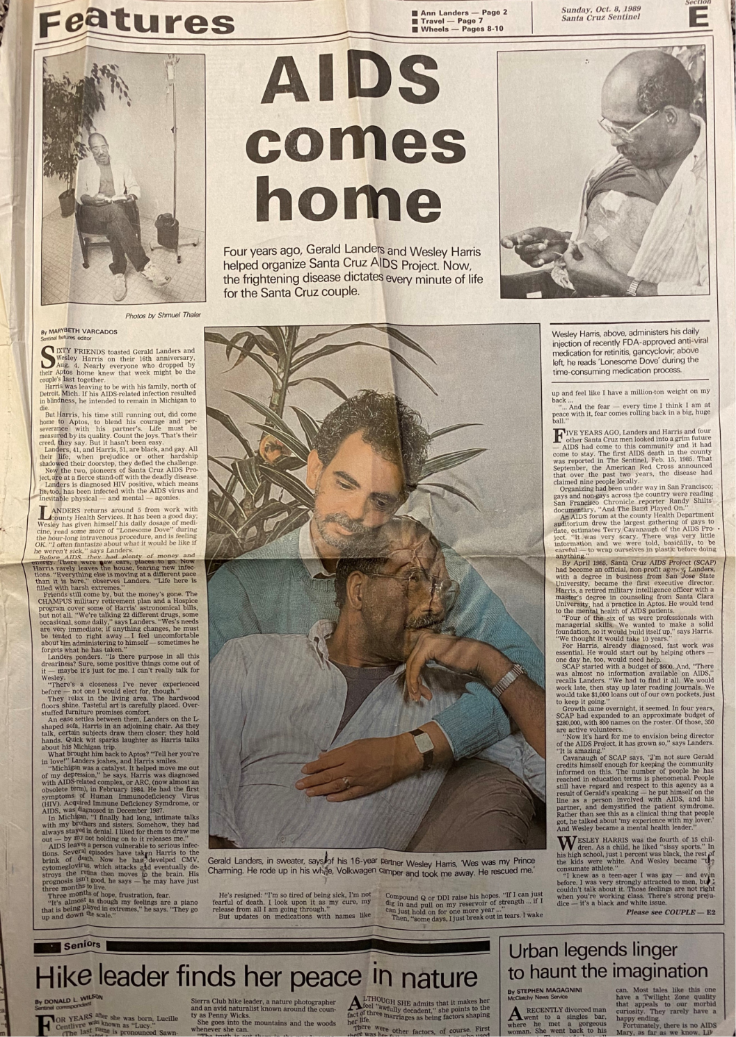 AIDS Comes Home newspaper article.