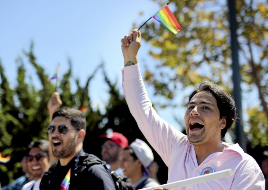 Santa Cruz Pride Participants Waving Flag