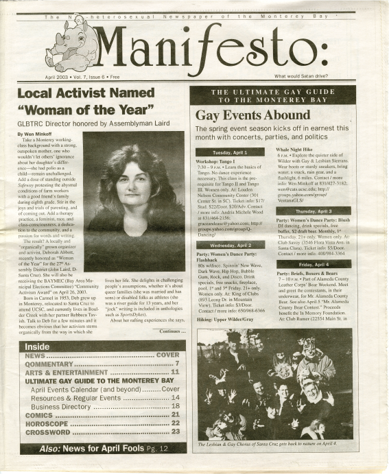 Manifesto publication cover, April 2003.