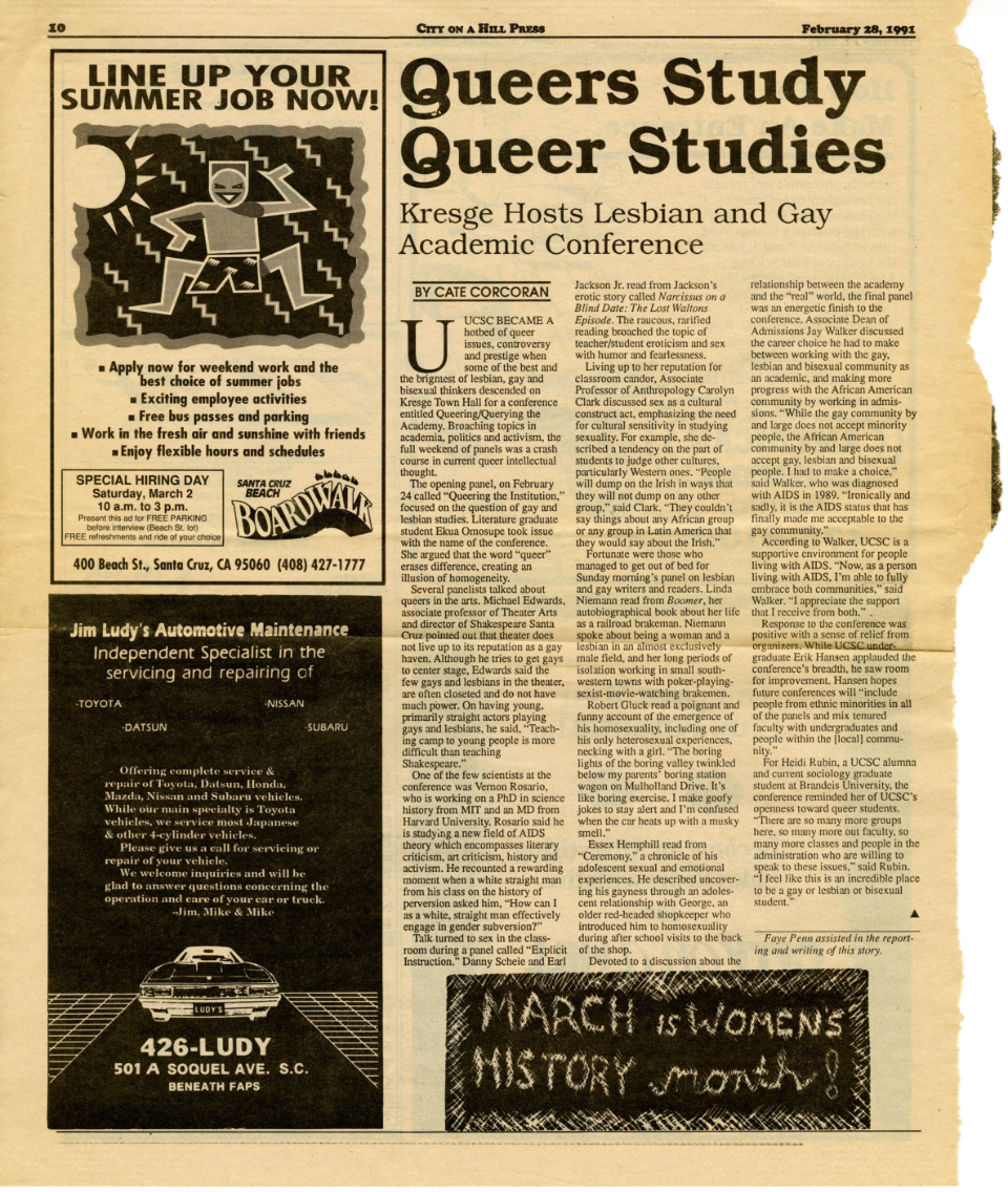 Queer Study Queer Studies Article, City On A Hill Press.