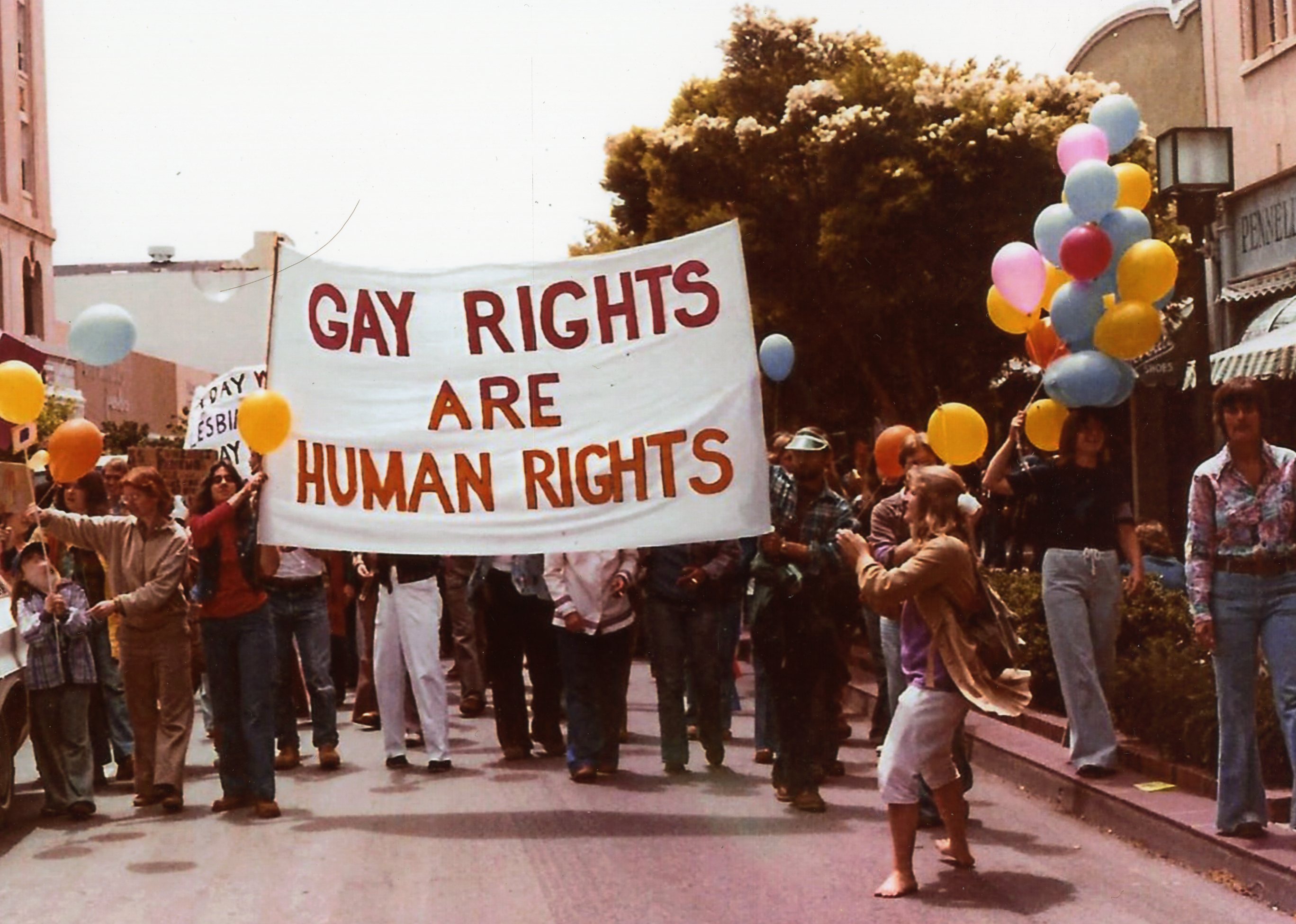 Gay Rights are Human Rights Banner in march.
